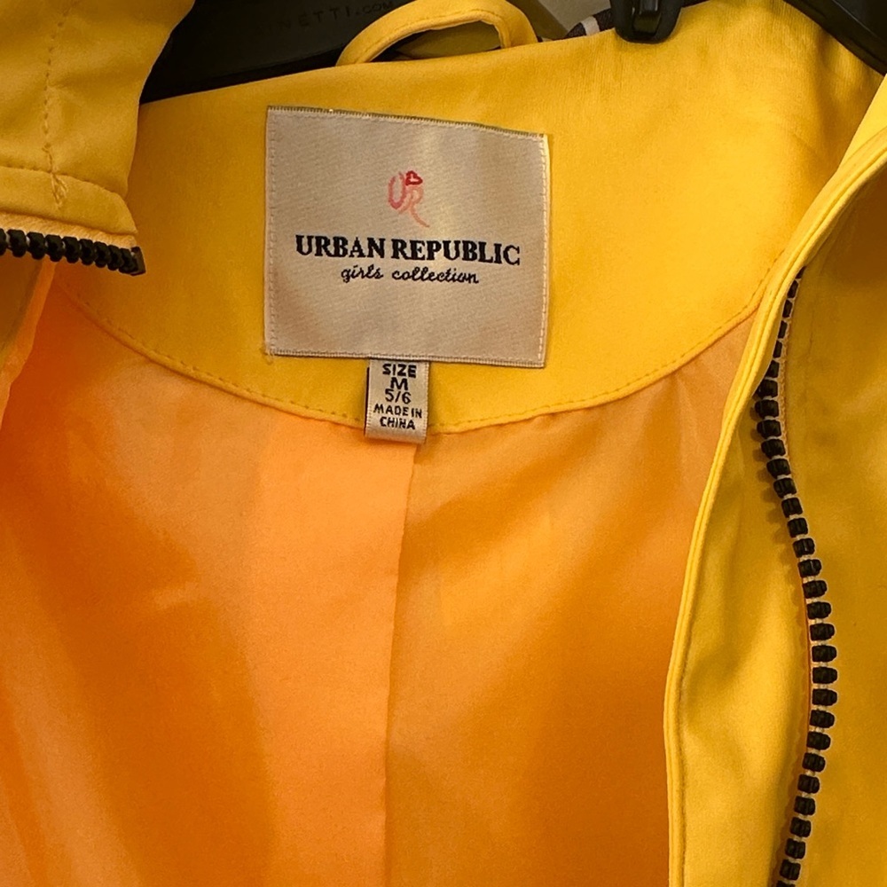 Urban Republic Kids' Yellow Raincoat rain jacket size Medium 5/6 - Picture 3 of 5